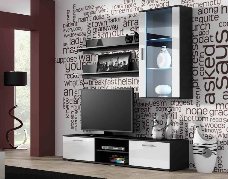 Вітрина навісна SOHO Cama Meble S2 чорний / білий глянець фото - Купити Вітрини CAMA MEBLE в епіцентрі меблів GerborDesign.com.ua