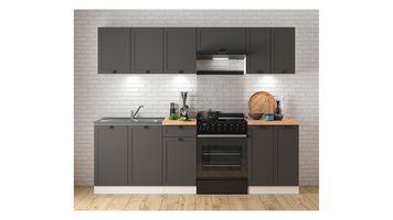 Кухня 240 см Junona Line BRW, кухонный гарнитур 2,4м Black Red White белый / графит фото - Купить Кухни BLACK RED WHITE в эпицентре мебели GerborDesign.com.ua