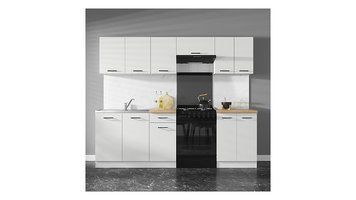 Кухня 240 см Junona Line BRW, кухонный гарнитур 2,4м Black Red White белый меловой глянец фото - Купить Кухни BLACK RED WHITE в эпицентре мебели GerborDesign.com.ua