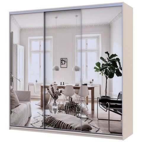 Шкаф-купе Сити Лайт Doros (Дорос) 3 Зеркала 225х60х225 см кашемир фото - Купить Шкафы-купе DOROS | ДОРОС в эпицентре мебели GerborDesign.com.ua, Киев, Днепр, Львов, Луцк, Хмельницкий