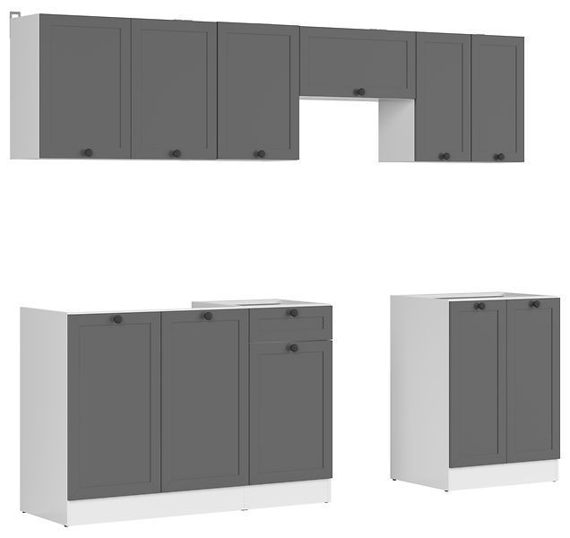 Кухня 240 см Junona Line BRW, кухонный гарнитур 2,4м Black Red White белый / графит фото - Купить Кухни BLACK RED WHITE в эпицентре мебели GerborDesign.com.ua