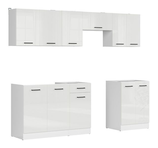 Кухня 240 см Junona Line BRW, кухонный гарнитур 2,4м Black Red White белый меловой глянец фото - Купить Кухни BLACK RED WHITE в эпицентре мебели GerborDesign.com.ua