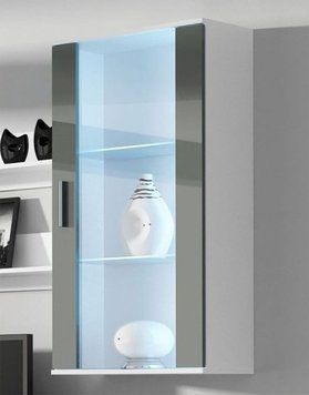 Вітрина навісна SOHO Cama Meble S2 білий / сірий глянець в інтер'єрі