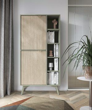 Стелаж Perfect Home Форест / Forest RG80 2-дверний евкаліпт / піхта сканді фото - Купити Стелажі PERFECT HOME в епіцентрі меблів GerborDesign.com.ua