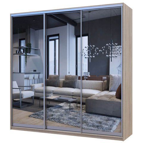 Шкаф-купе Сити Лайт Doros (Дорос) 3 Зеркала 225х60х225 см дуб сонома фото - Купить Шкафы-купе DOROS | ДОРОС в эпицентре мебели GerborDesign.com.ua, Киев, Днепр, Львов, Луцк, Хмельницкий