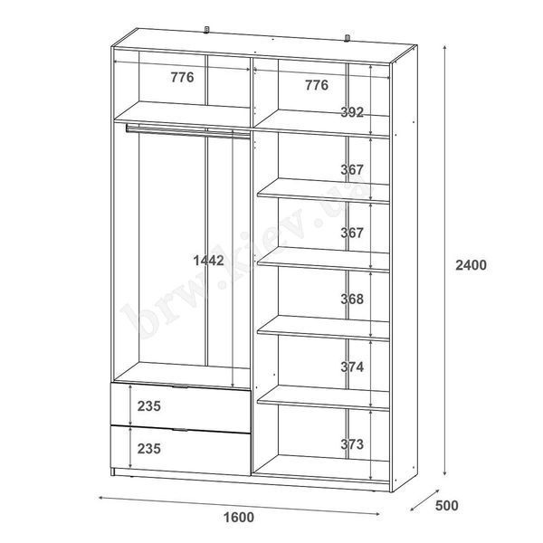 Шкаф с антресолью распашной для одежды Лукас Doros (Дорос) 4 ДСП 160х50х240 см графит фото - Купить Шкафы DOROS | ДОРОС в эпицентре мебели GerborDesign.com.ua