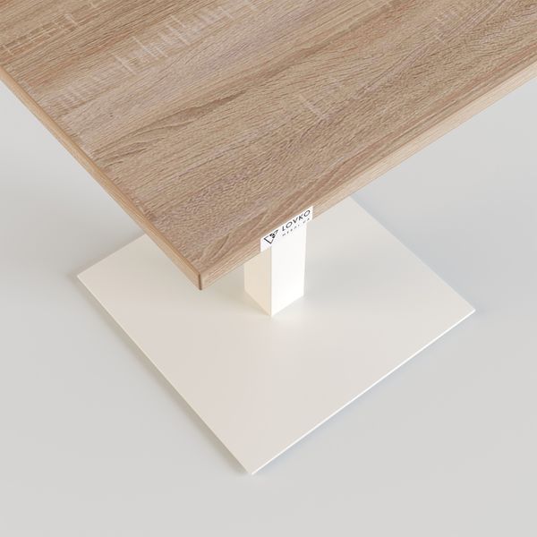 Стіл LOVKO Tetra light 70 х 70 білий метал / дуб ДСП (текстура)  фото - Купити Столи LOVKO в епіцентрі меблів GerborDesign.com.ua