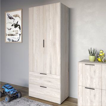 Шкаф двухдверный LION Краш с 2 ящиками (LION-044020) самоа димчастий фото - Купить Шкафы LION в эпицентре мебели GerborDesign.com.ua