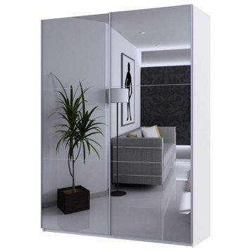На фото біла шафа-купе G-Кайзер Doros (Дорос) 2 Дзеркала 180х60х240