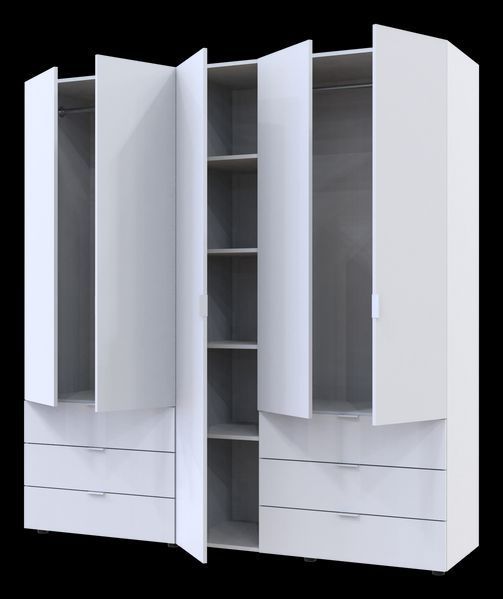 Шкаф распашной для одежды Гелар Doros (Дорос) комплект 2+3 ДСП 193,7х49,5х203,4 см белый фото - Купить Шкафы DOROS | ДОРОС в эпицентре мебели GerborDesign.com.ua