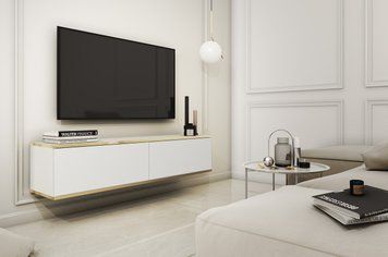 Тумба під телевізор навісна Perfect Home Оро / Oro 2-дверна RTV135 білий фото - Купити Тумби ТВ PERFECT HOME в епіцентрі меблів GerborDesign.com.ua