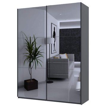 На фото шафа-купе G-Кайзер Doros (Дорос) 2 Дзеркала 180х60х240 графіт