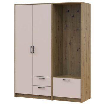 Шкаф распашной для одежды Ронди Doros (Дорос) 2 ДСП с вешалкой 142х52х195 см дуб артизан / кашемир фото - Купить Шкафы DOROS | ДОРОС в эпицентре мебели GerborDesign.com.ua