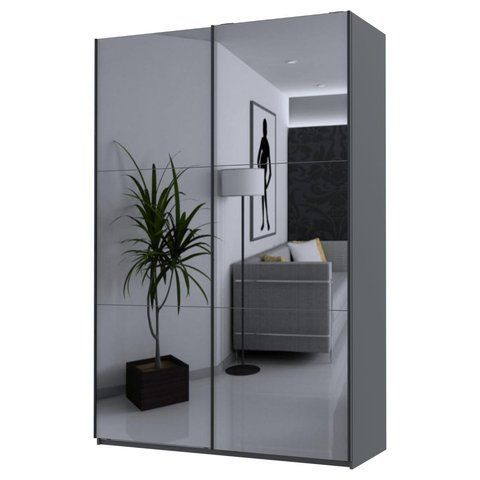 Шкаф-купе G-Кайзер Doros (Дорос) 2 Зеркала 160х60х240 графит фото - Купить Шкафы-купе DOROS | ДОРОС в эпицентре мебели GerborDesign.com.ua