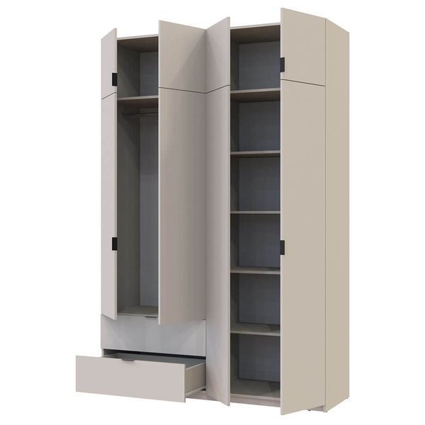 Шафа з антресоллю розпашна для одягу Лукас Doros (Дорос) 4 ДСП 160х50х240 см кашемір фото - Купити Шафи DOROS | ДОРОС в епіцентрі меблів GerborDesign.com.ua