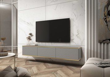 Тумба під телевізор навісна Perfect Home Оро / Oro 3-дверна RTV175 MDF сірий фото - Купити Тумби ТВ PERFECT HOME в епіцентрі меблів GerborDesign.com.ua