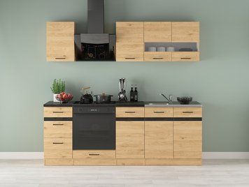 Кухня 220 см Junona Line BRW, кухонный гарнитур 2.2 м Black Red White дуб бернштайн фото - Купить Кухни BLACK RED WHITE в эпицентре мебели GerborDesign.com.ua