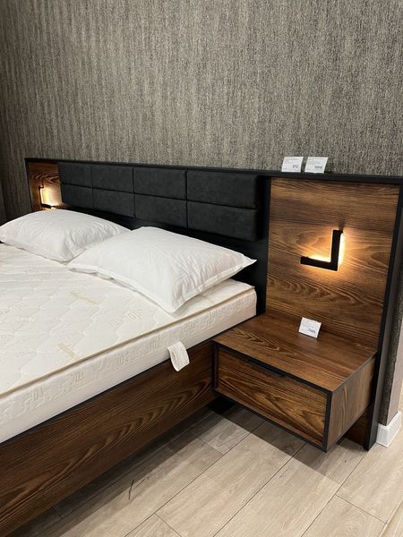 Кровать (каркас) Perfect Home Милтон / Milton 160 с мягким изголовьем двуспальная каштан / антрацит фото - Купить Кровати PERFECT HOME в эпицентре мебели GerborDesign.com.ua