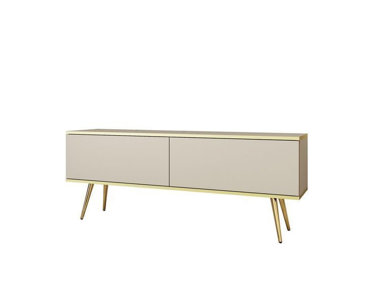 Тумба під телевізор Perfect Home Оро / Oro 2-дверна з золотими ніжками RTV135 бежевый фото - Купити Тумби ТВ PERFECT HOME в епіцентрі меблів GerborDesign.com.ua