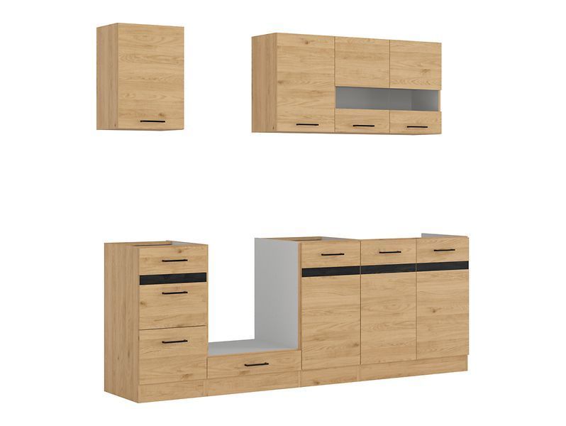 Кухня 220 см Junona Line BRW, кухонний гарнітур 2.2 м Black Red White дуб бернштайн фото - Купити Кухні BLACK RED WHITE в епіцентрі меблів GerborDesign.com.ua, Київ, Дніпро, Львів, Луцьк, Хмельницький