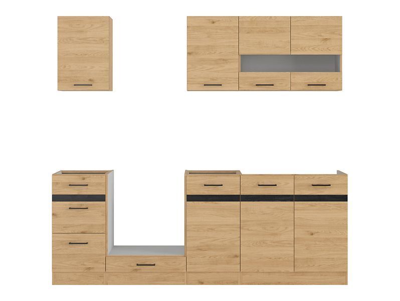 Кухня 220 см Junona Line BRW, кухонний гарнітур 2.2 м Black Red White дуб бернштайн фото - Купити Кухні BLACK RED WHITE в епіцентрі меблів GerborDesign.com.ua, Київ, Дніпро, Львів, Луцьк, Хмельницький