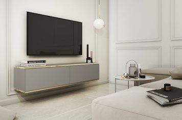 Тумба під телевізор навісна Perfect Home Оро / Oro 2-дверна RTV135 сірий фото - Купити Тумби ТВ PERFECT HOME в епіцентрі меблів GerborDesign.com.ua