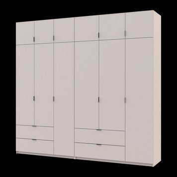 Шкаф с антресолью распашной для одежды Лукас Doros (Дорос) 3+3 ДСП 255х50х240 кашемир фото - Купить Шкафы DOROS | ДОРОС в эпицентре мебели GerborDesign.com.ua