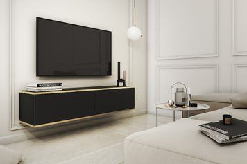 Тумба під телевізор навісна Perfect Home Оро / Oro 2-дверна RTV135 чорний фото - Купити Тумби ТВ PERFECT HOME в епіцентрі меблів GerborDesign.com.ua