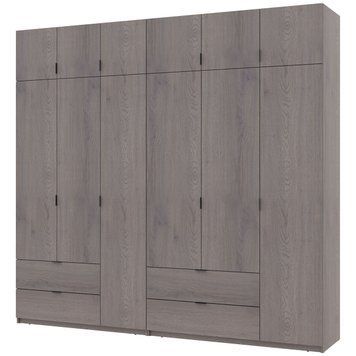 Шкаф с антресолью распашной для одежды Лукас Doros (Дорос) 3+3 ДСП 255х50х240 канноло фото - Купить Шкафы DOROS | ДОРОС в эпицентре мебели GerborDesign.com.ua