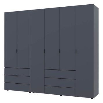 Шкаф распашной для одежды Гелар Doros (Дорос) комплект 2+4 ДСП 232,5х49,5х203,4 см графит фото - Купить Шкафы DOROS | ДОРОС в эпицентре мебели GerborDesign.com.ua