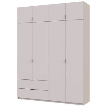 Шкаф с антресолью распашной для одежды Лукас Doros (Дорос) 4 ДСП 180х50х240 кашемир фото - Купить Шкафы DOROS | ДОРОС в эпицентре мебели GerborDesign.com.ua