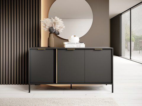 Комод Perfect Home Ларс / Lars 3-дверный 3D/153 антрацит фото - Купить Комоды PERFECT HOME в эпицентре мебели GerborDesign.com.ua