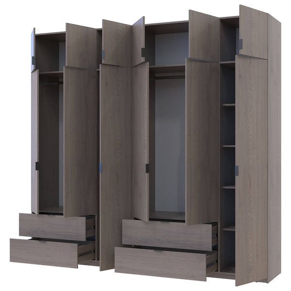 Шафа з антресоллю розпашна для одягу Лукас Doros (Дорос) 3+3 ДСП 255х50х240 канноло фото - Купити Шафи DOROS | ДОРОС в епіцентрі меблів GerborDesign.com.ua, Київ, Дніпро, Львів, Луцьк, Хмельницький