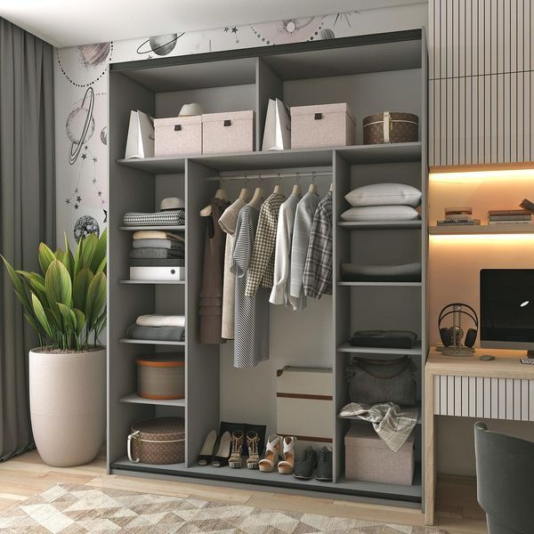 Шкаф-купе G-Кайзер Doros (Дорос) 2 ДСП 180х60х240 графит фото - Купить Шкафы-купе DOROS | ДОРОС в эпицентре мебели GerborDesign.com.ua, Киев, Днепр, Львов, Луцк, Хмельницкий