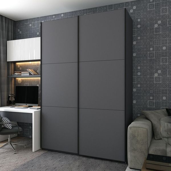 Шкаф-купе G-Кайзер Doros (Дорос) 2 ДСП 180х60х240 графит фото - Купить Шкафы-купе DOROS | ДОРОС в эпицентре мебели GerborDesign.com.ua, Киев, Днепр, Львов, Луцк, Хмельницкий