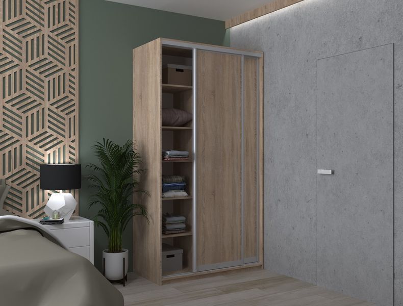 Шафа-купе Сіті Лайт Doros (Дорос) 2 ДСП 120х60х225 см дуб сонома фото - Купити Шафи-купе DOROS | ДОРОС в епіцентрі меблів GerborDesign.com.ua