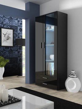 Витрина SOHO Cama Meble S6 чорний / чорний глянець фото - Купить Витрины CAMA MEBLE в эпицентре мебели GerborDesign.com.ua