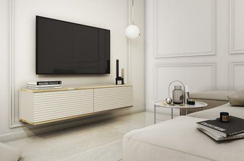 Тумба під телевізор навісна Perfect Home Оро / Oro 2-дверна RTV135 MDF бежевый фото - Купити Тумби ТВ PERFECT HOME в епіцентрі меблів GerborDesign.com.ua