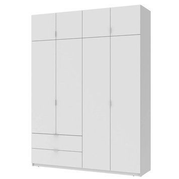 Шкаф с антресолью распашной для одежды Лукас Doros (Дорос) 4 ДСП 180х50х240 белый фото - Купить Шкафы DOROS | ДОРОС в эпицентре мебели GerborDesign.com.ua
