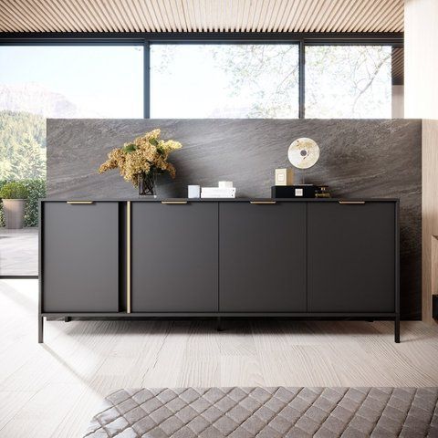 Комод Perfect Home Ларс / Lars 4-дверный 4D/203 антрацит фото - Купить Комоды PERFECT HOME в эпицентре мебели GerborDesign.com.ua