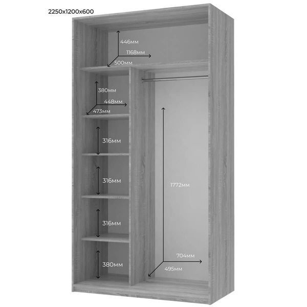 Шкаф-купе Сити Лайт Doros (Дорос) 2 Зеркала 120х60х225 см кашемир фото - Купить Шкафы-купе DOROS | ДОРОС в эпицентре мебели GerborDesign.com.ua