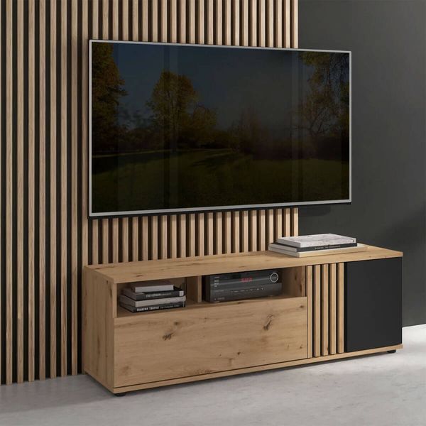 Тумба для телевізора Vabres BRW RTV1D1S Black Red White дуб артізан / чорний фото - Купити Тумби ТВ BLACK RED WHITE в епіцентрі меблів GerborDesign.com.ua
