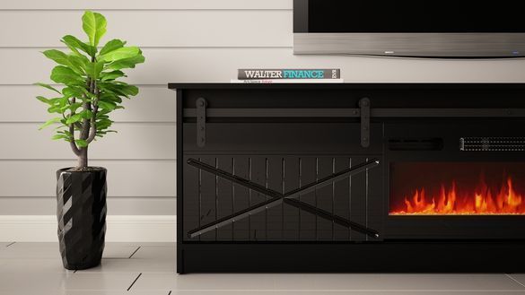 Тумба під телевізор з електрокаміном Granero Cama Meble, чорний CAMA-GRANERO-RTV-K-BLACK фото 4