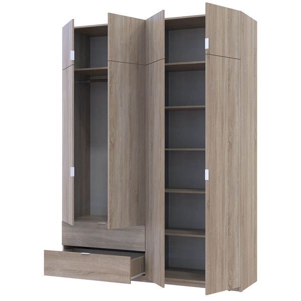 Шафа з антресоллю розпашна для одягу Лукас Doros (Дорос) 4 ДСП 180х50х240 дуб сонома фото - Купити Шафи DOROS | ДОРОС в епіцентрі меблів GerborDesign.com.ua