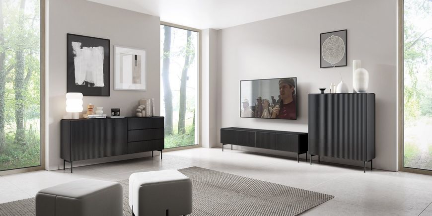Тумба під телевізор Perfect Home Муті / Muti 4D/195 4-дверна чорний фото - Купити Тумби ТВ PERFECT HOME в епіцентрі меблів GerborDesign.com.ua