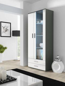Витрина SOHO Cama Meble S6 сірий / білий глянець фото - Купить Витрины CAMA MEBLE в эпицентре мебели GerborDesign.com.ua
