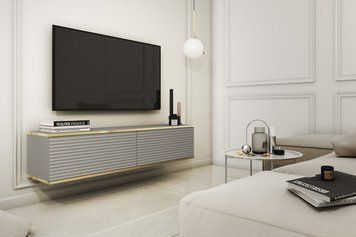 Тумба під телевізор навісна Perfect Home Оро / Oro 2-дверна RTV135 MDF сірий фото - Купити Тумби ТВ PERFECT HOME в епіцентрі меблів GerborDesign.com.ua