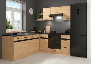 Угловая кухня 200x220 см Junona Line BRW, кухонный угловой гарнитур 2x2.2 м Black Red White дуб бернштайн фото - Купить Кухни BLACK RED WHITE в эпицентре мебели GerborDesign.com.ua