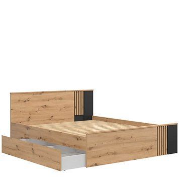 Ліжко з шухлядою Vabres BRW LOZ/160-SZU Black Red White, дуб артізан / чорни S620-LOZ/160-DASN/DASN/CA-S620-SZU-DASN фото 1