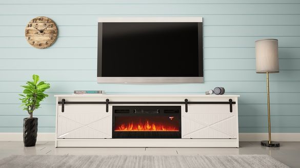 Тумба під телевізор з електрокаміном Granero Cama Meble, білий CAMA-GRANERO-RTV-K-WHITE фото 2
